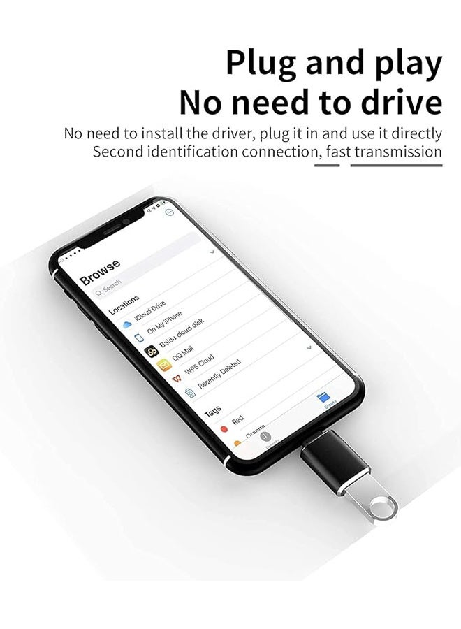 عبوة من قطعتين من محولات كاميرا USB المحمولة، وصلة محول آيفون من أبل بمنفذ USB، لون أسود - Image 3